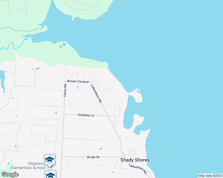 map of restaurants, bars, coffee shops, grocery stores, and more near 104 E Brown Terrace in Shady Shores