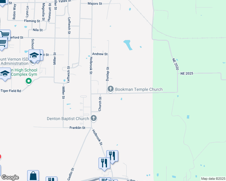 map of restaurants, bars, coffee shops, grocery stores, and more near 407 Grady Street in Mount Vernon