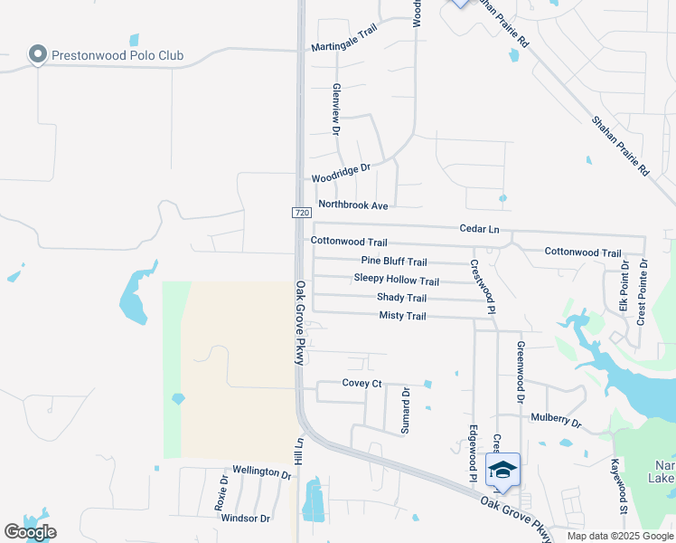map of restaurants, bars, coffee shops, grocery stores, and more near 301 Sleepy Hollow Trail in Little Elm