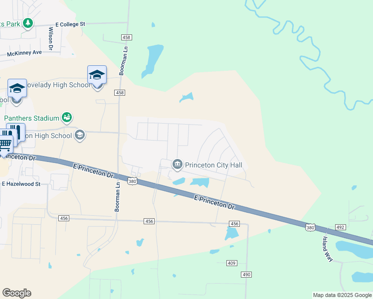 map of restaurants, bars, coffee shops, grocery stores, and more near 1917 Lilac Drive in Princeton