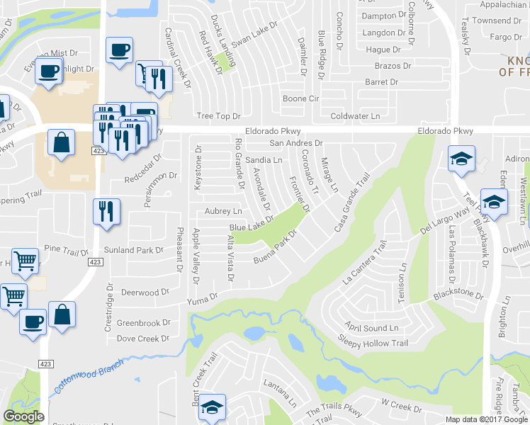 map of restaurants, bars, coffee shops, grocery stores, and more near 11545 Avondale Dr in Frisco