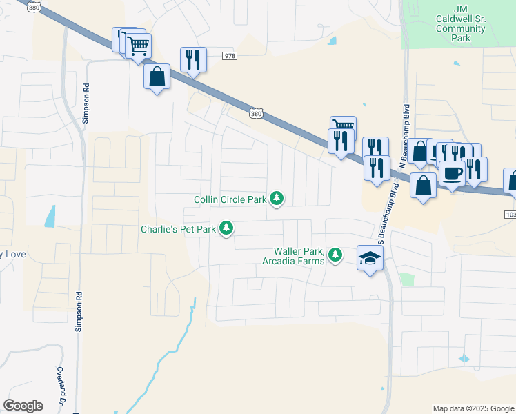 map of restaurants, bars, coffee shops, grocery stores, and more near 1204 Juniper Drive in Princeton
