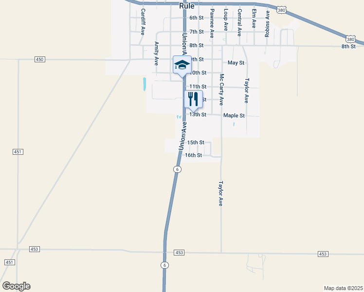 map of restaurants, bars, coffee shops, grocery stores, and more near 1503 Union Avenue in Rule