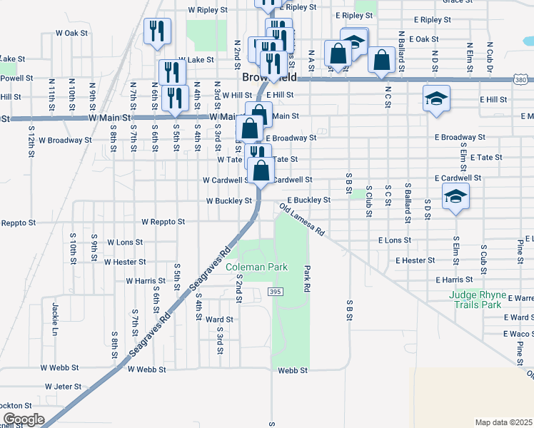 map of restaurants, bars, coffee shops, grocery stores, and more near 101-199 East Reppto Street in Brownfield