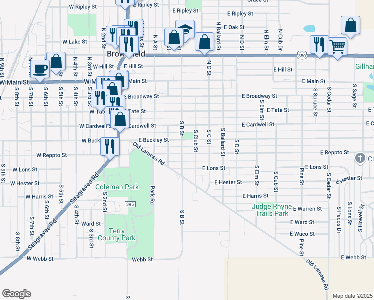 map of restaurants, bars, coffee shops, grocery stores, and more near 600-698 East Reppto Street in Brownfield
