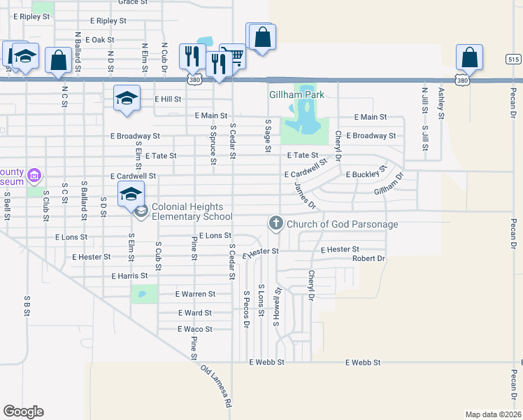 map of restaurants, bars, coffee shops, grocery stores, and more near 1418 East Reppto Street in Brownfield