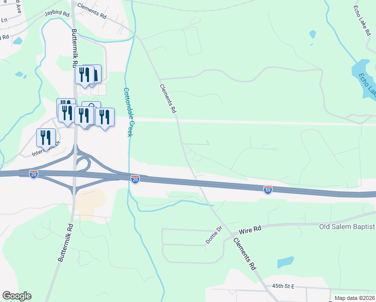 map of restaurants, bars, coffee shops, grocery stores, and more near 3441 Clements Rd in Tuscaloosa