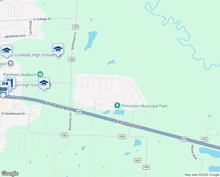 map of restaurants, bars, coffee shops, grocery stores, and more near 302 Clear Springs Street in Princeton