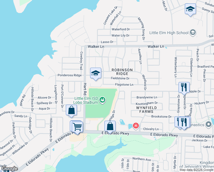 map of restaurants, bars, coffee shops, grocery stores, and more near 1504 Flagstone Lane in Little Elm