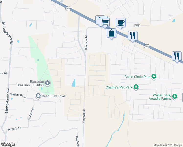 map of restaurants, bars, coffee shops, grocery stores, and more near 960 Simpson Road in Princeton