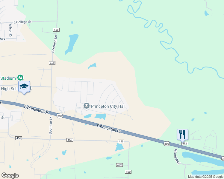 map of restaurants, bars, coffee shops, grocery stores, and more near 288 Moonstone Way in Princeton