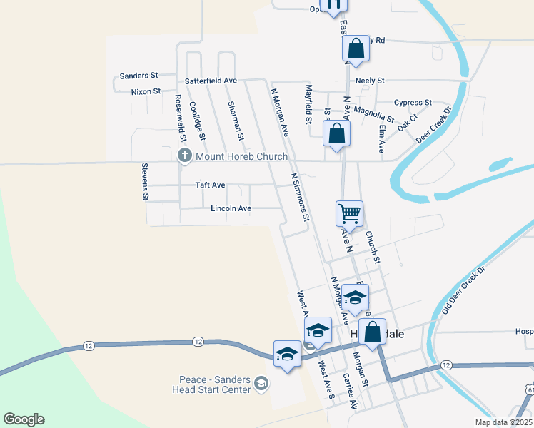 map of restaurants, bars, coffee shops, grocery stores, and more near 412 Lincoln Avenue in Hollandale