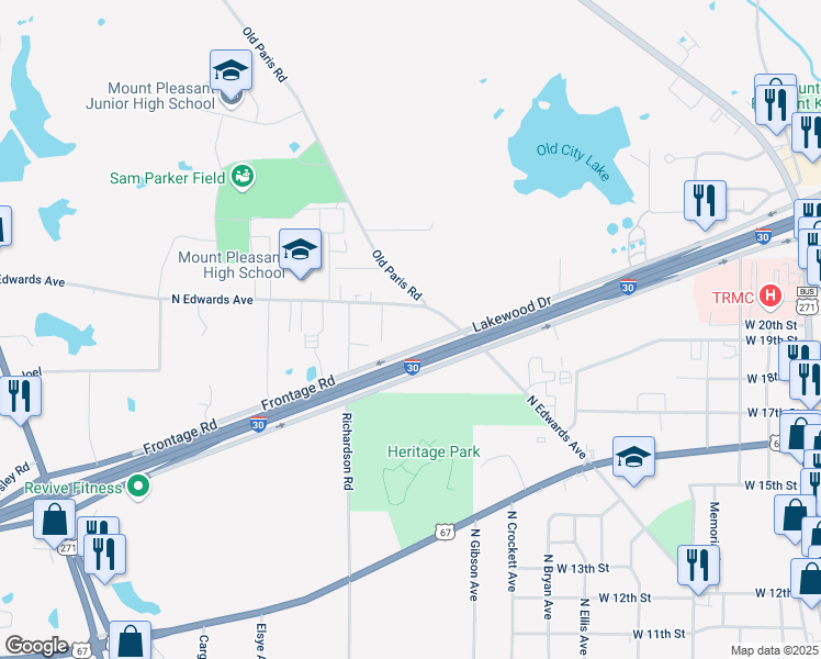 map of restaurants, bars, coffee shops, grocery stores, and more near 2005 North Edwards Avenue in Mount Pleasant