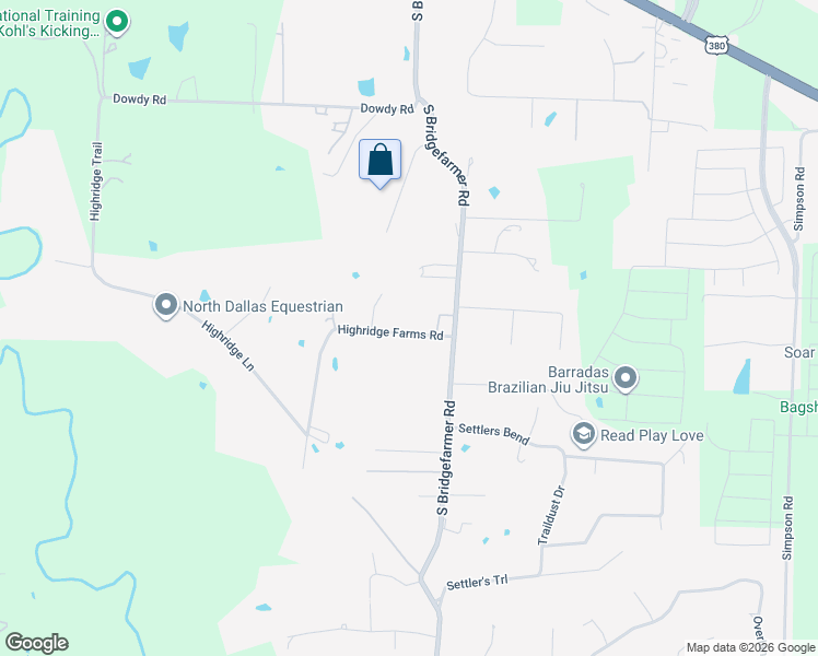 map of restaurants, bars, coffee shops, grocery stores, and more near 210 Highridge Farms Road in McKinney