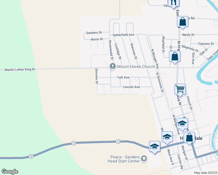 map of restaurants, bars, coffee shops, grocery stores, and more near 710 Lincoln Avenue in Hollandale