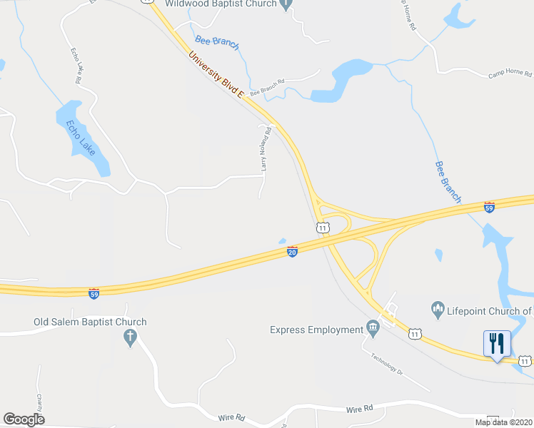 map of restaurants, bars, coffee shops, grocery stores, and more near 3201 Larry Noland Road in Cottondale