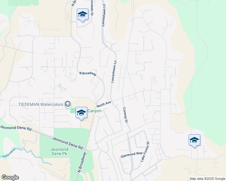 map of restaurants, bars, coffee shops, grocery stores, and more near 2953 Laurashawn Lane in Escondido