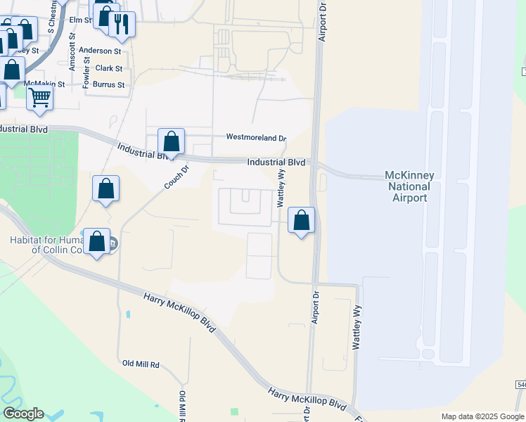 map of restaurants, bars, coffee shops, grocery stores, and more near 123 Dorothy Drive in McKinney