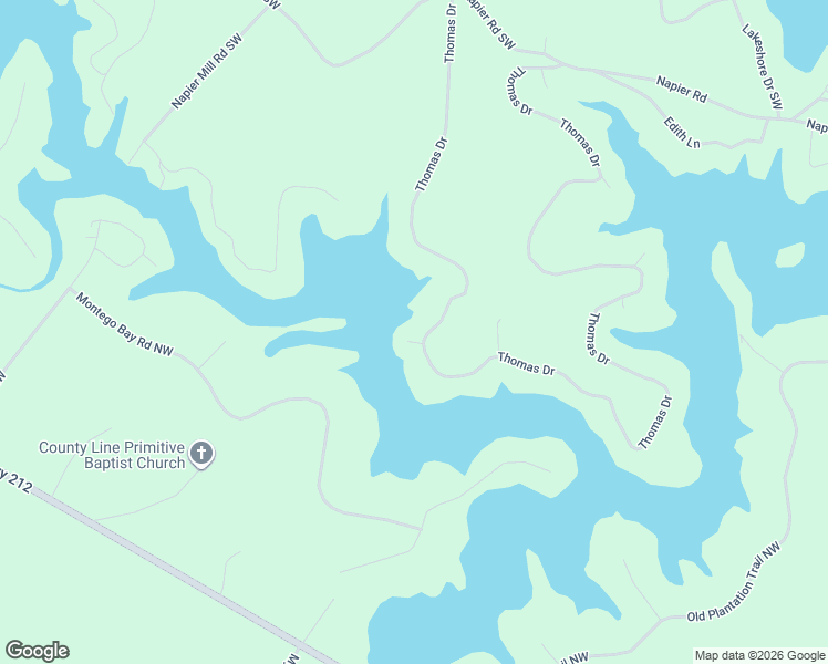map of restaurants, bars, coffee shops, grocery stores, and more near 337 Thomas Drive in Eatonton