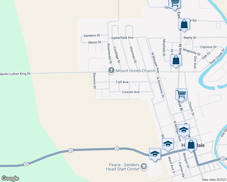 map of restaurants, bars, coffee shops, grocery stores, and more near 710 Lincoln Avenue in Hollandale