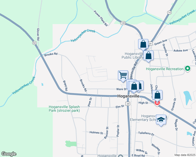 map of restaurants, bars, coffee shops, grocery stores, and more near 310 Foxtrot Trail in Hogansville