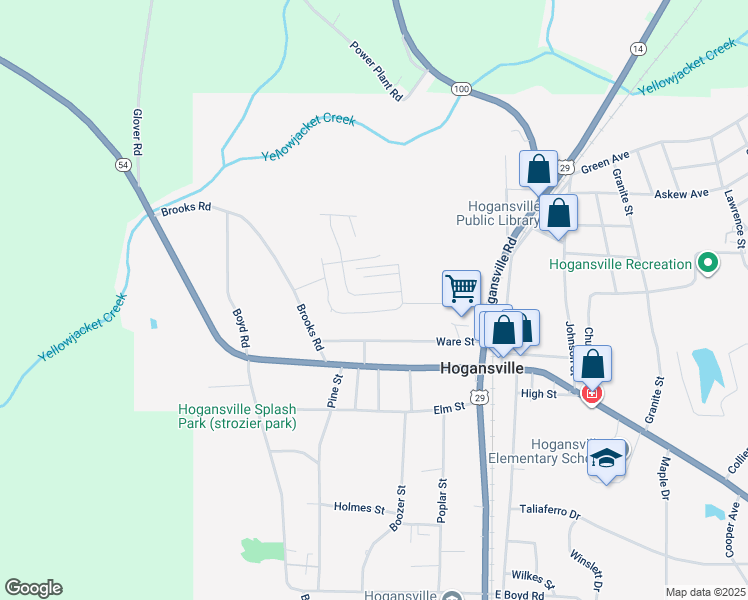map of restaurants, bars, coffee shops, grocery stores, and more near 310 Foxtrot Trail in Hogansville