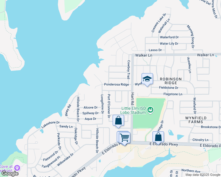 map of restaurants, bars, coffee shops, grocery stores, and more near 1015 Port Boliver Drive in Little Elm