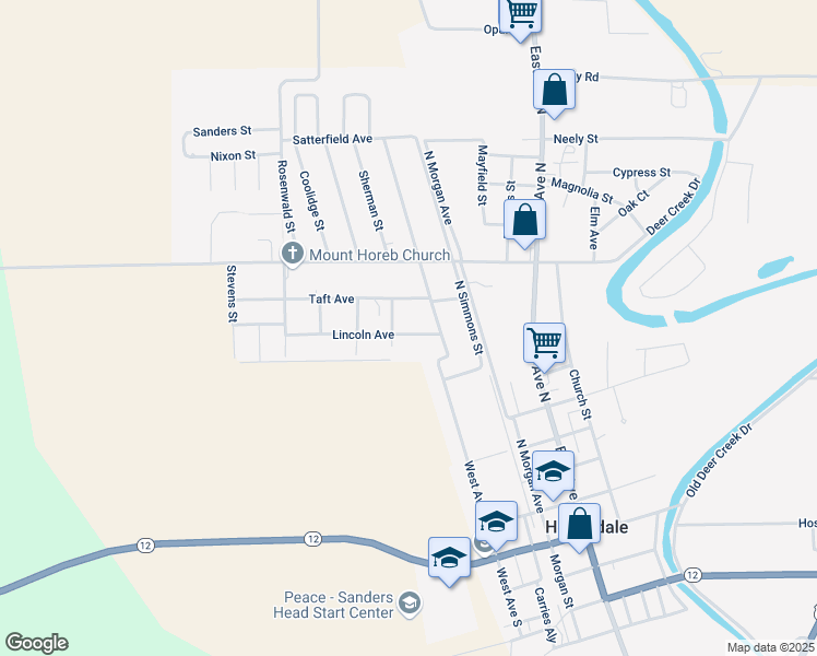 map of restaurants, bars, coffee shops, grocery stores, and more near 412 Lincoln Avenue in Hollandale