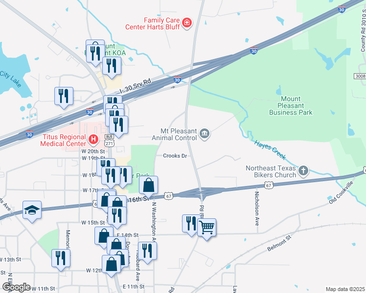 map of restaurants, bars, coffee shops, grocery stores, and more near 1701 Industrial Road in Mount Pleasant