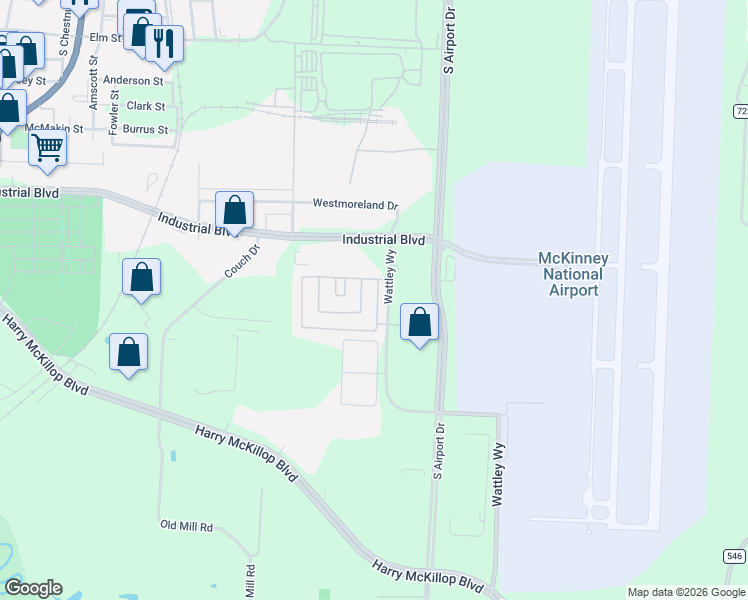 map of restaurants, bars, coffee shops, grocery stores, and more near 123 Dorothy Drive in McKinney