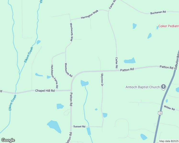 map of restaurants, bars, coffee shops, grocery stores, and more near 2291 Patton Road in Griffin