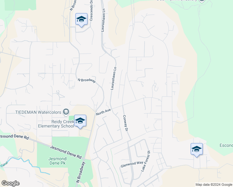 map of restaurants, bars, coffee shops, grocery stores, and more near 2981 Orchard Glen in Escondido
