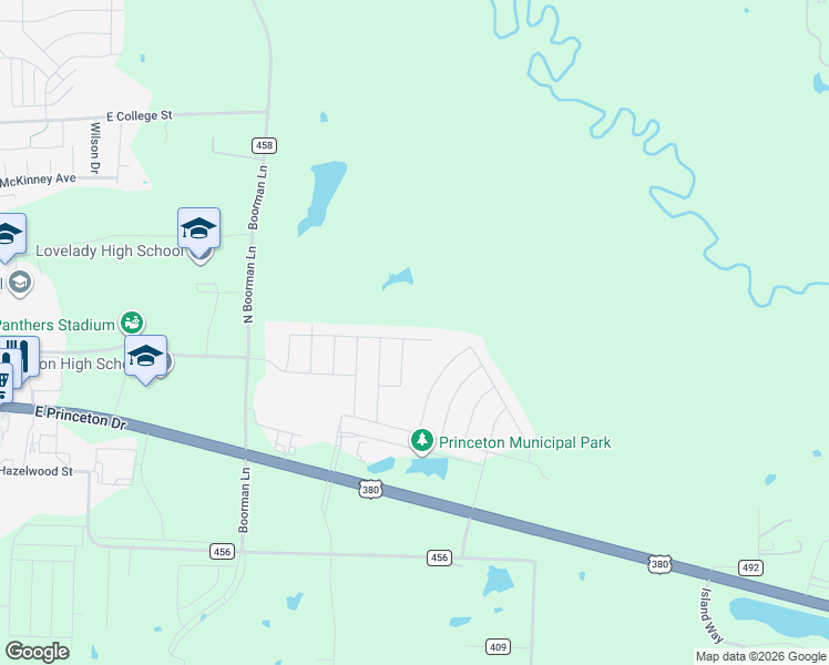 map of restaurants, bars, coffee shops, grocery stores, and more near 302 Clear Springs Street in Princeton