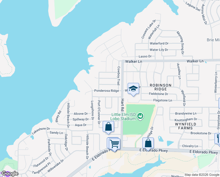 map of restaurants, bars, coffee shops, grocery stores, and more near 1029 Ponderosa Ridge in Little Elm