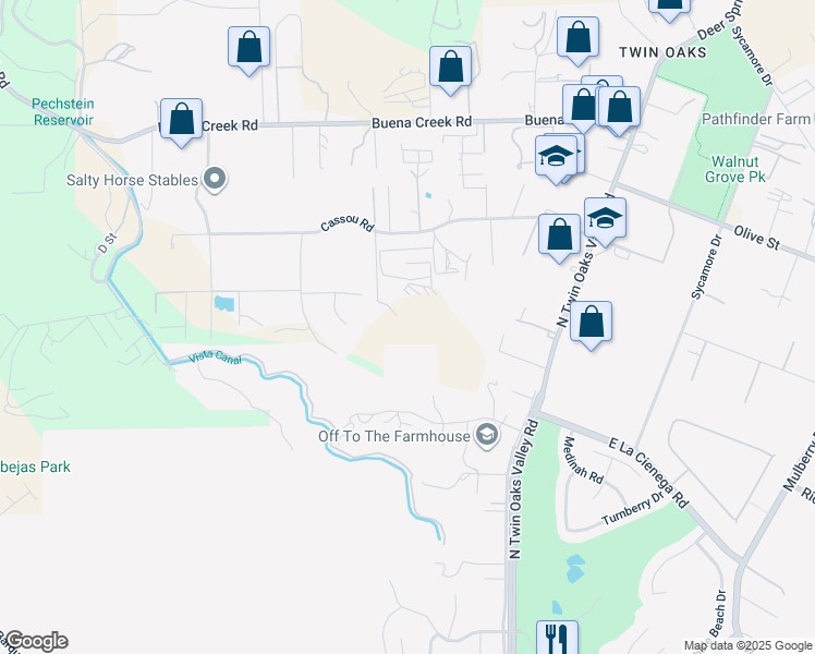 map of restaurants, bars, coffee shops, grocery stores, and more near 515 Cassou Road in San Marcos
