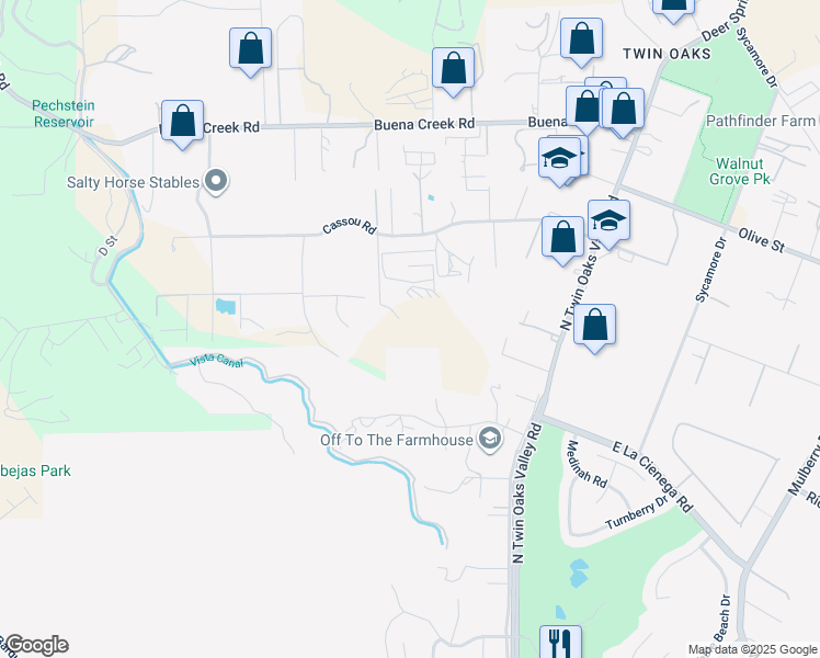 map of restaurants, bars, coffee shops, grocery stores, and more near 515 Cassou Road in San Marcos