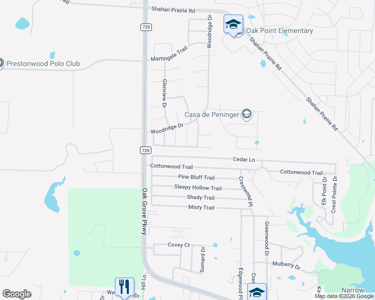 map of restaurants, bars, coffee shops, grocery stores, and more near 476 Northbrook Avenue in Little Elm