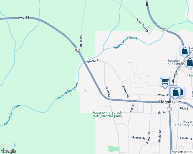 map of restaurants, bars, coffee shops, grocery stores, and more near 633 West Main Street in Hogansville
