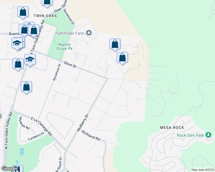 map of restaurants, bars, coffee shops, grocery stores, and more near 1773 Mulberry Drive in San Marcos