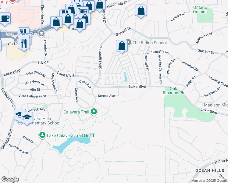 map of restaurants, bars, coffee shops, grocery stores, and more near 3612 Palmas Court in Oceanside