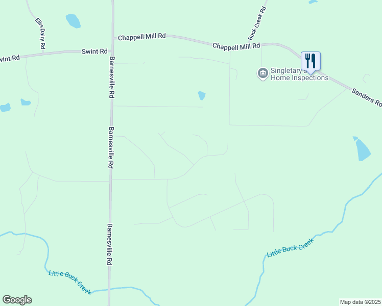 map of restaurants, bars, coffee shops, grocery stores, and more near 111 Bridle Path in Griffin