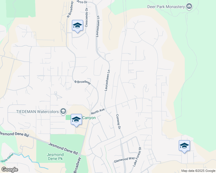 map of restaurants, bars, coffee shops, grocery stores, and more near 3032 Laurashawn Lane in Escondido