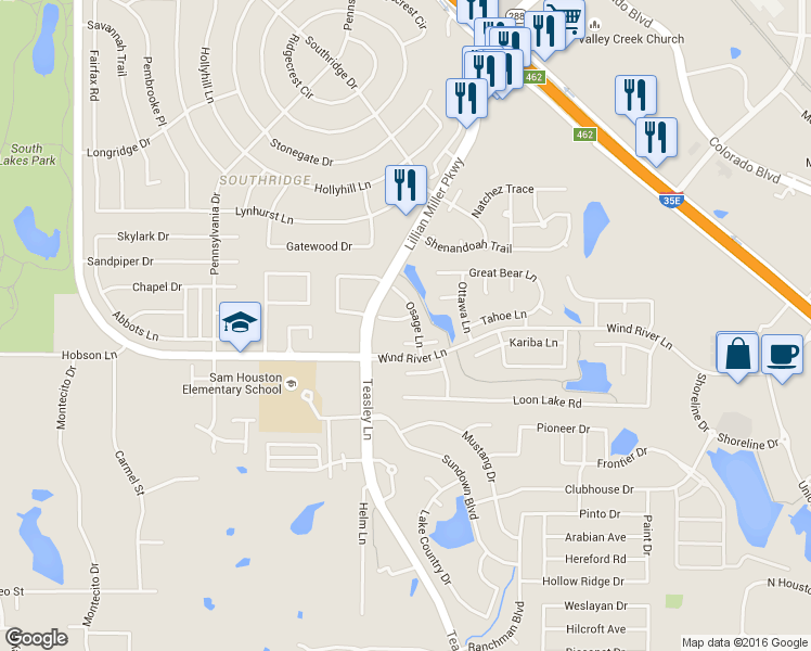 map of restaurants, bars, coffee shops, grocery stores, and more near 2008 Whitefish Ct in Denton