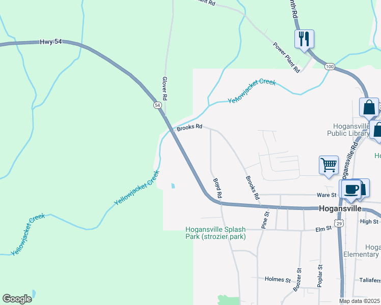 map of restaurants, bars, coffee shops, grocery stores, and more near 633 West Main Street in Hogansville