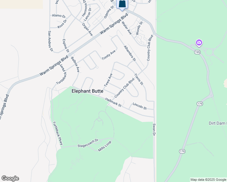 map of restaurants, bars, coffee shops, grocery stores, and more near 103 Lincoln Place in Elephant Butte
