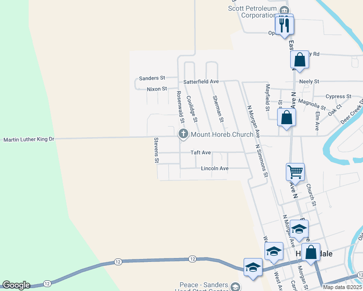 map of restaurants, bars, coffee shops, grocery stores, and more near 804 Kennedy Street in Hollandale