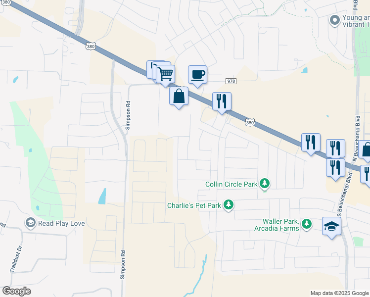 map of restaurants, bars, coffee shops, grocery stores, and more near 216 Cottonwood Drive in Princeton
