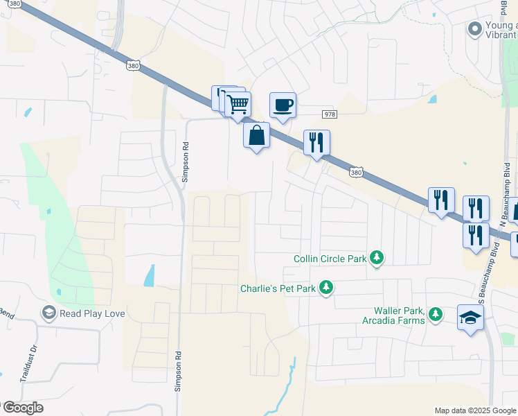 map of restaurants, bars, coffee shops, grocery stores, and more near 216 Cottonwood Drive in Princeton