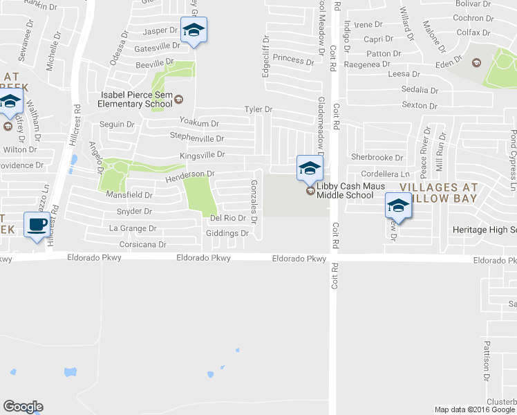 map of restaurants, bars, coffee shops, grocery stores, and more near 11966 Gonzales Drive in Frisco