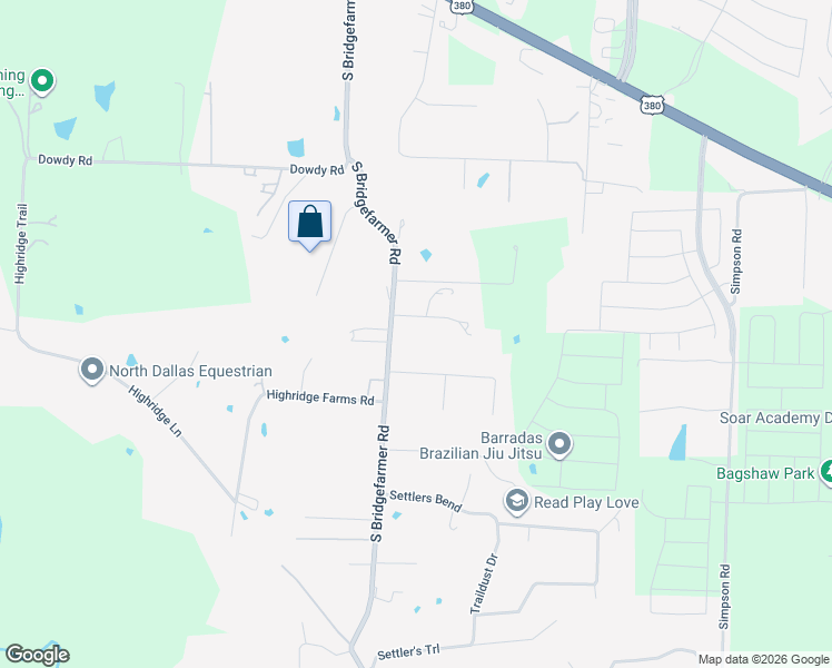 map of restaurants, bars, coffee shops, grocery stores, and more near 815 South Bridgefarmer Road in McKinney